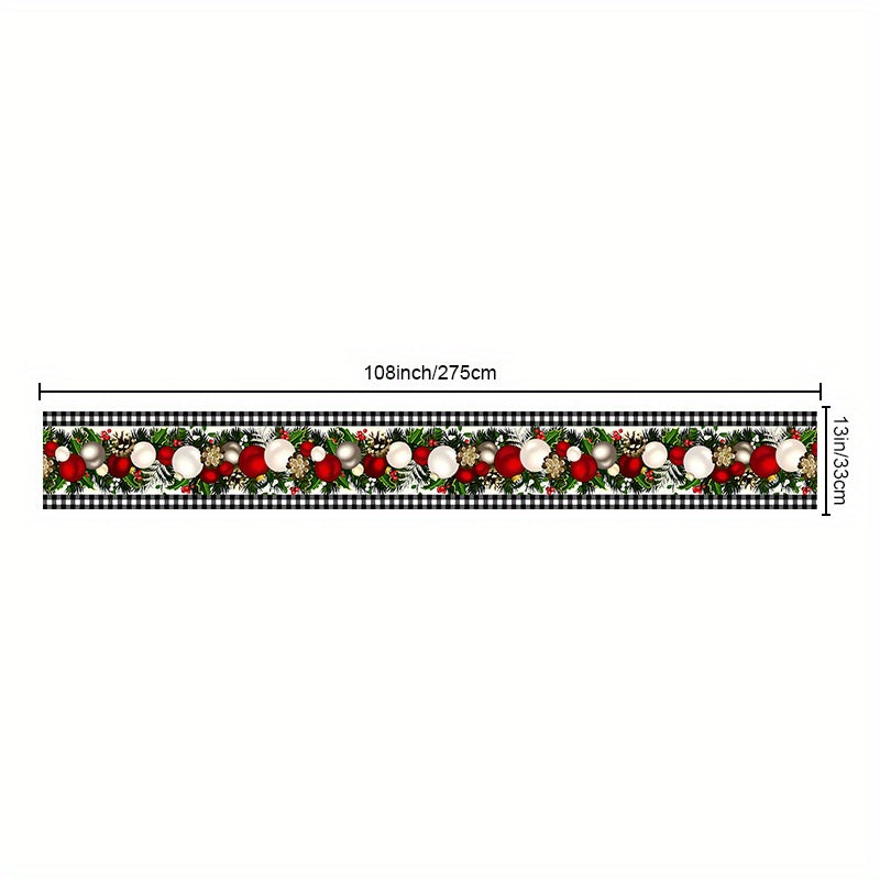 1pc, Christmas Table Runner, Black And White Buffalo Check Plaid Table Cover, Waterproof Stain Resistant Seasonal Winter Holiday Table Runner, Tabletop Protection, Party Family Gather Holidays Decoration, Gift, Home Decor, Scene Decor