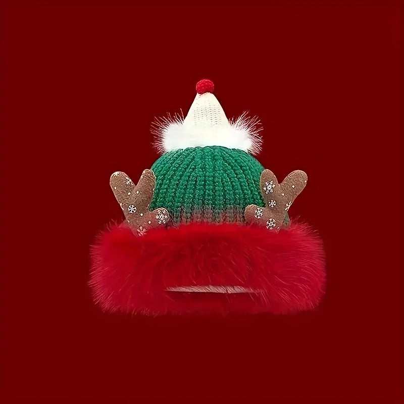 Cozy Faux Fur-Lined Santa Hat for Women - Warm & Comfortable, Perfect for Christmas Parties and Cosplay, Waterproof Knit Cap with Adjustable Fit