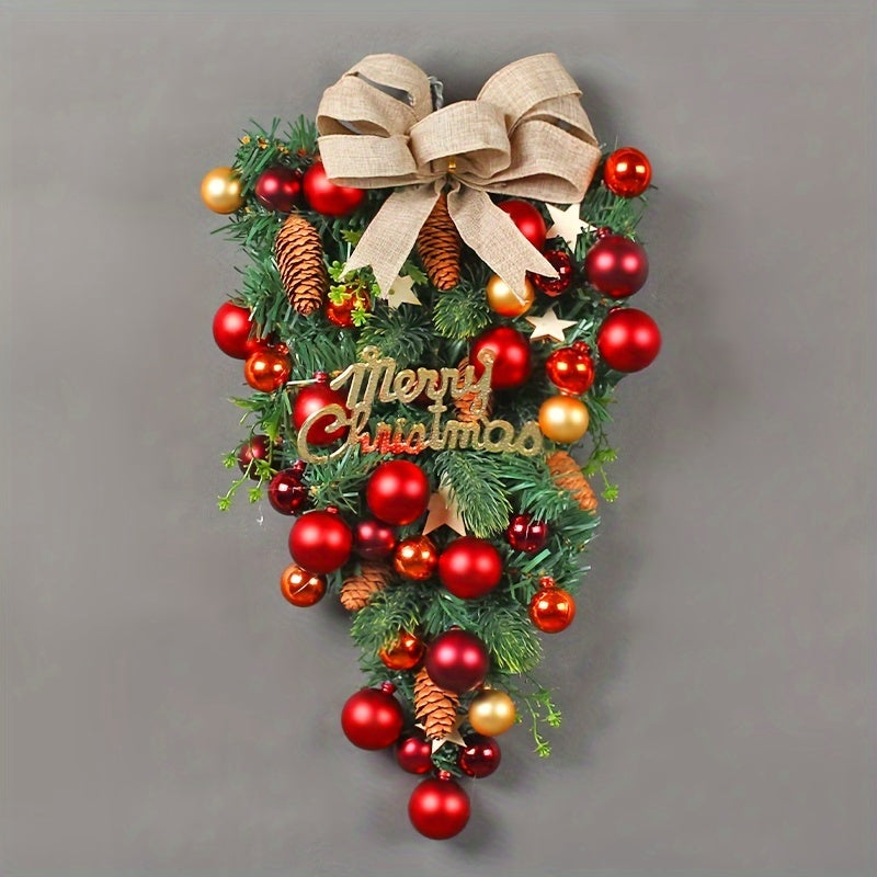Vintage-Style Christmas Wreath for Front Door - Durable Plastic, Easy Install, Perfect for Holiday & Seasonal Decor