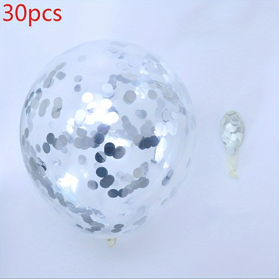 12pcs/30pcs Golden Confetti 12-Inch Latex Balloons for Perfect Party Decorations - Graduation, Weddings, Birthdays