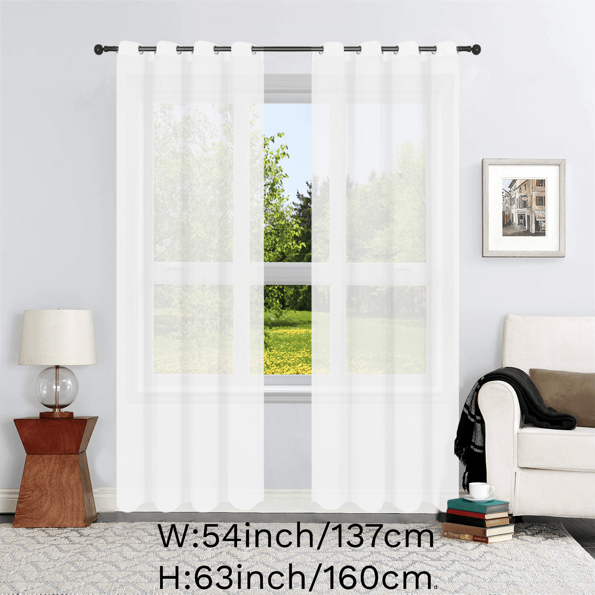 1pc Solid Lightweight Voile Sheer Curtain Panel - Soft, Light-Filtering, Grommet Top, Easy Hang - Perfect for Living Room, Dining Room Home Decor, Filtering Natural Light, Enhancing Interior Ambiance