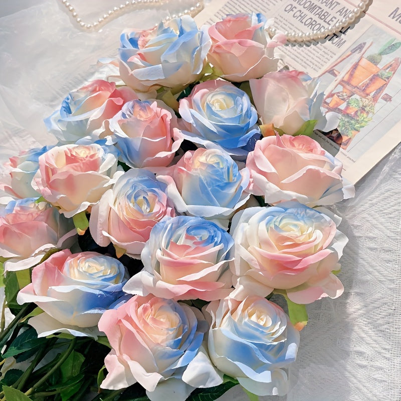 12pcs Artificial Roses, Faux Flowers, Simulation Flower for Living Room, Bedroom, Wedding Bouquet, Office, House DIY Decor, Fake Flowers for Vase Decoration, Room Decor, Home Decor