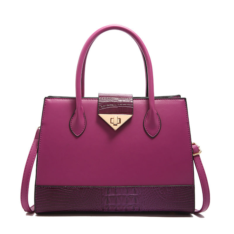 VAKKV 2025 Cross-border women's bag popular new fashion crocodile pattern splicing handbag texture large capacity single shoulder oblique span tote bag