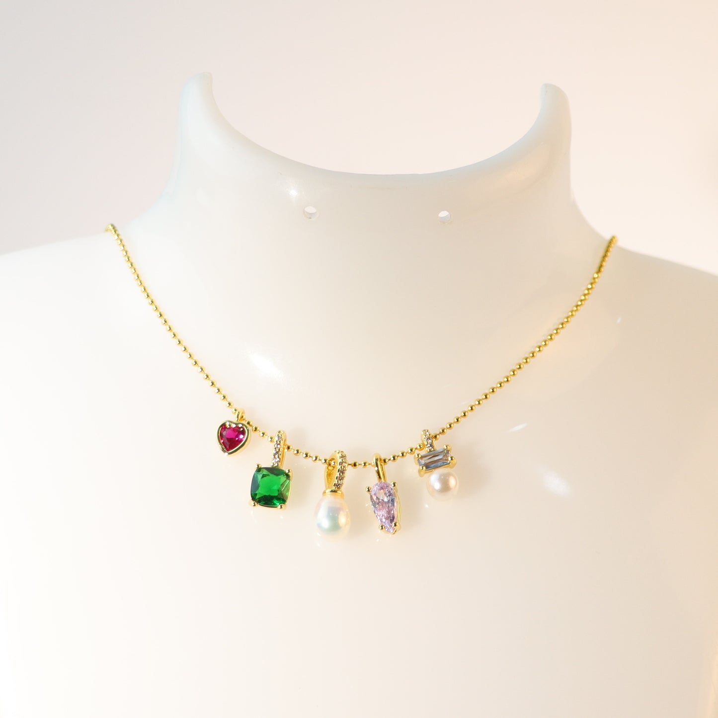 Fashion Trendy Light Luxury Gentle Socialite Style Exquisite KS Special-Interest Design Pearl Zircon Inlaid Multi-Pendant Women's Necklace