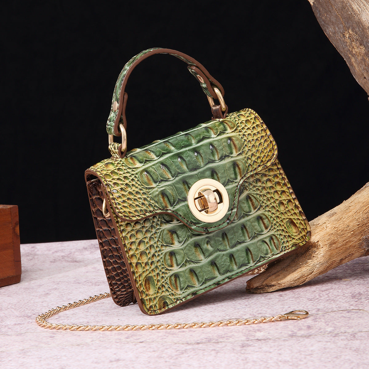 VAKKV 2025 New independent station portable messenger wallet mother and child retro women's bag multi-colored Brahman crocodile pattern