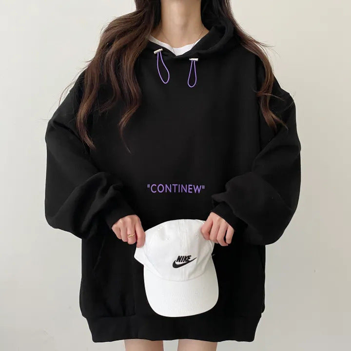VAKKV Manufacturer sweater women's solid color velvet design sense niche gray reversion popular spring and autumn new Korean version oversize
