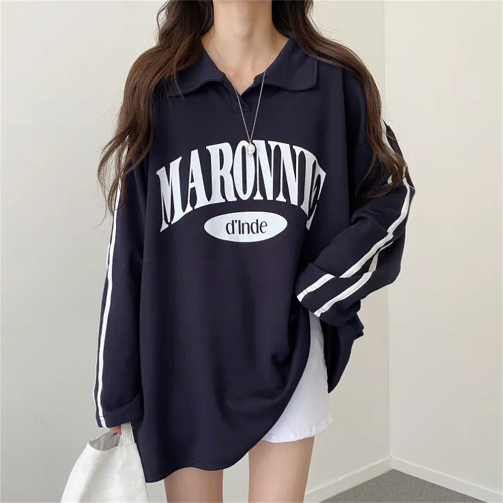 VAKKV Manufacturer 280 grams 2025n retro sweater women's spring and autumn Korean version containing cotton trendy brand loose polo lapel