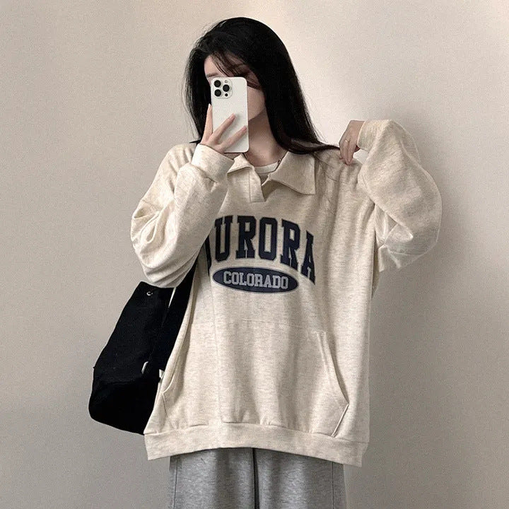 VAKKV Manufacturer winter velvet thickened oversize Popular gas age reduction super good-looking top polo lapel sweater thin Korean