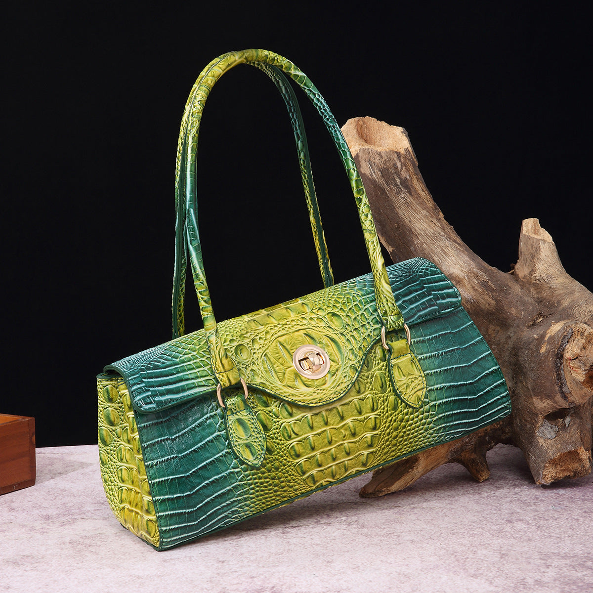 VAKKV Popularan, 2025n retro Middle East New independent station hand-held underarm bag method stick women's bag crocodile pattern Brahman