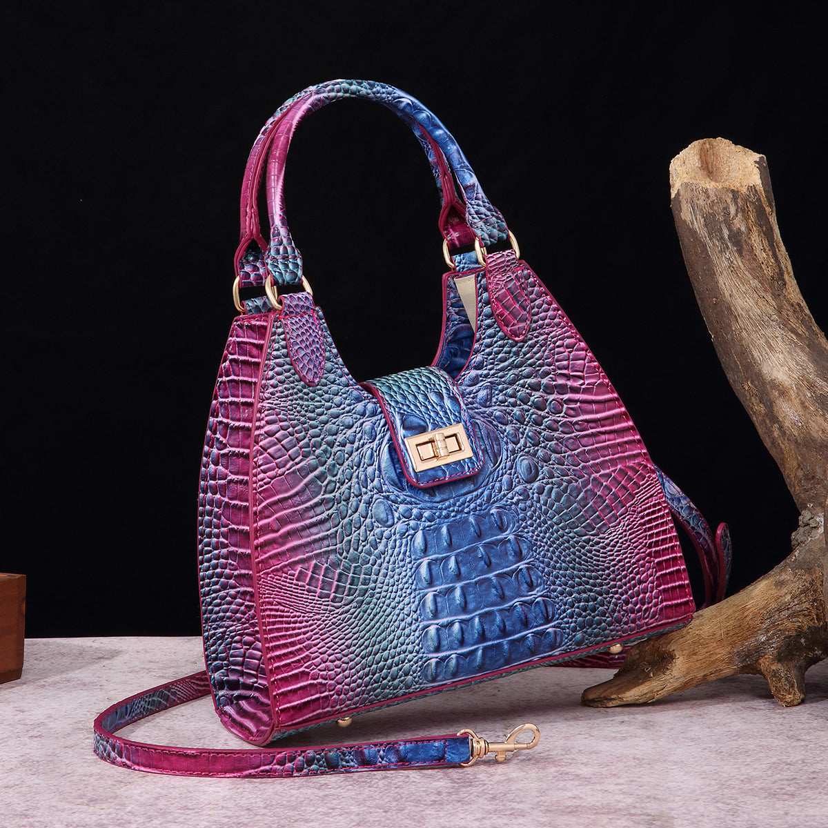 VAKKV Popularan, 2025n retro Middle East New independent station hand-held underarm bag method stick women's bag crocodile pattern Brahman