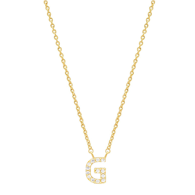 vakkv Hot Selling Fashion All-Match S925 Silver 26 English Letters Pendant Necklace for Women Inlaid Zircon Special-Interest Design