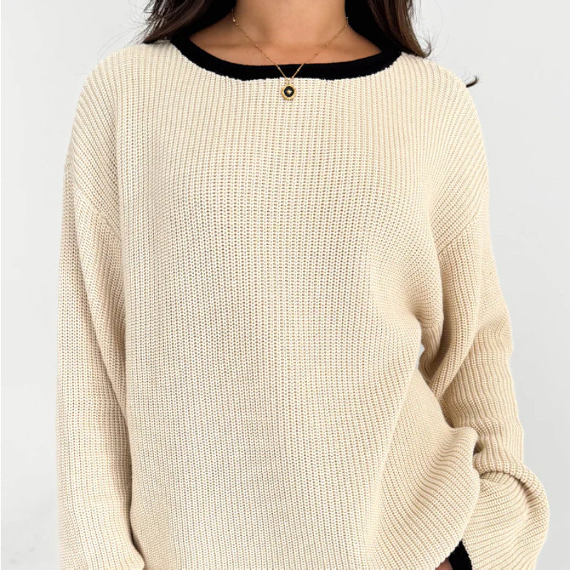 popular autumn and winter new New knitted top women's round neck long sleeve loose pullover sweater women