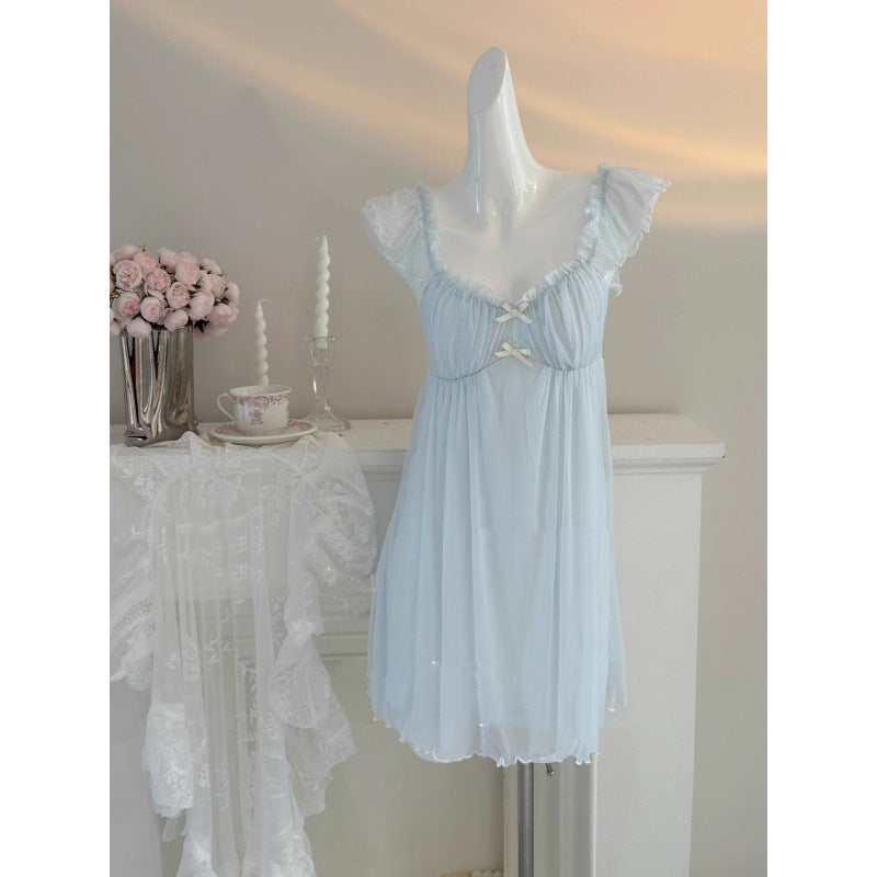 2025 Afternoon tea, princess nightdress with chest pad, sweet girl skin-friendly and comfortable pajamas, loungewear, fairy pure desire skirt