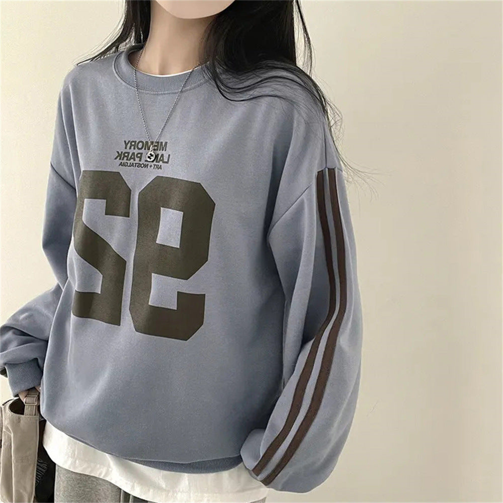 VAKKV Manufacturer popular autumn new product round neck sleeve splicing letter style casual loose Korean version sweater women's top student