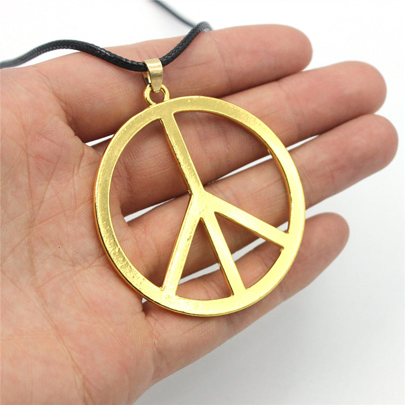 vakkv Alloy Large Peace Necklace Sweater Chain Wholesale Electroplating Alloy Anti-war Peace Pendant Necklace Three Colors Optional
