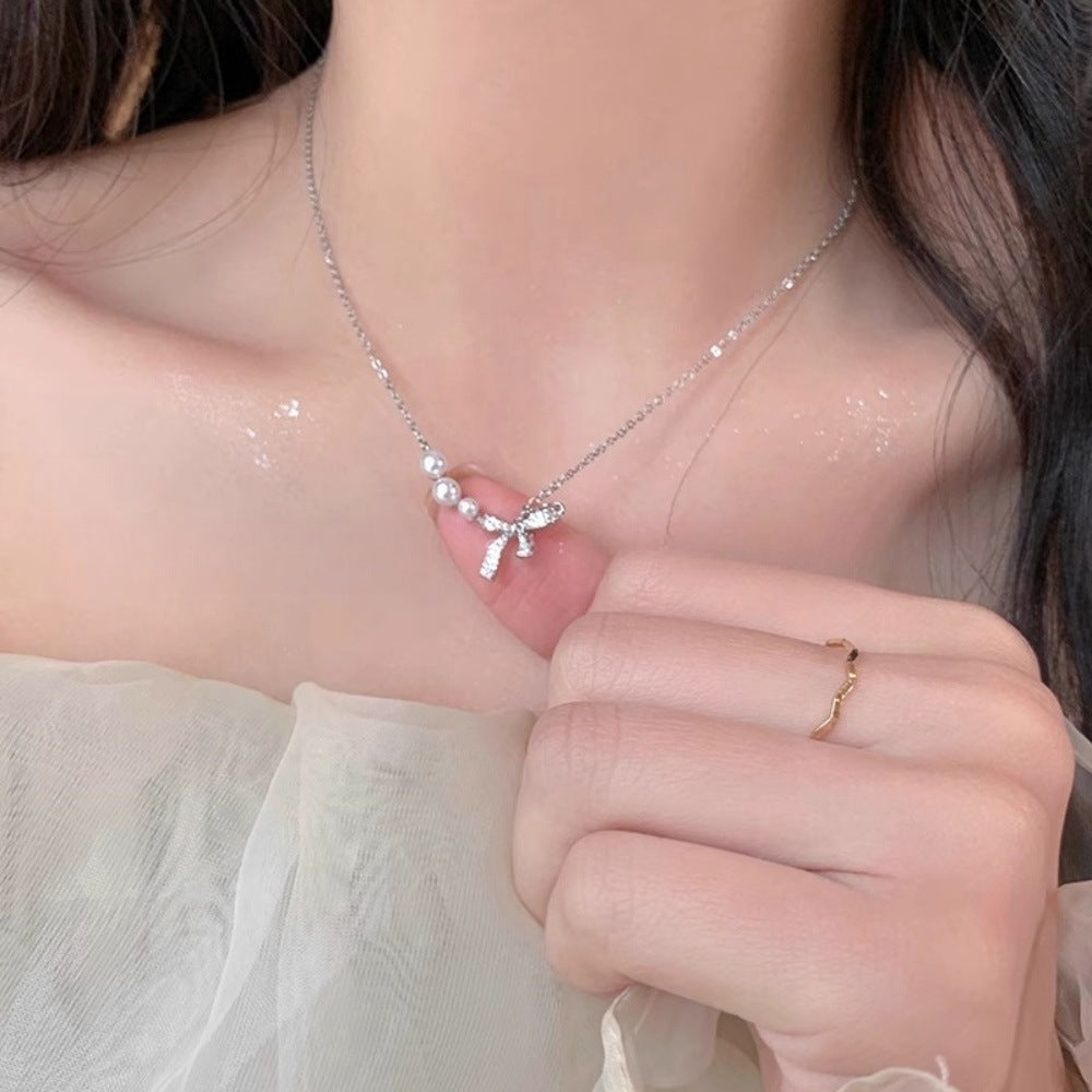 S925 Sterling Silver Natural Freshwater Pearl Pod Necklace Women's Simple Niche Temperament Exquisite Clavicle Chain Entry Lux Elegant