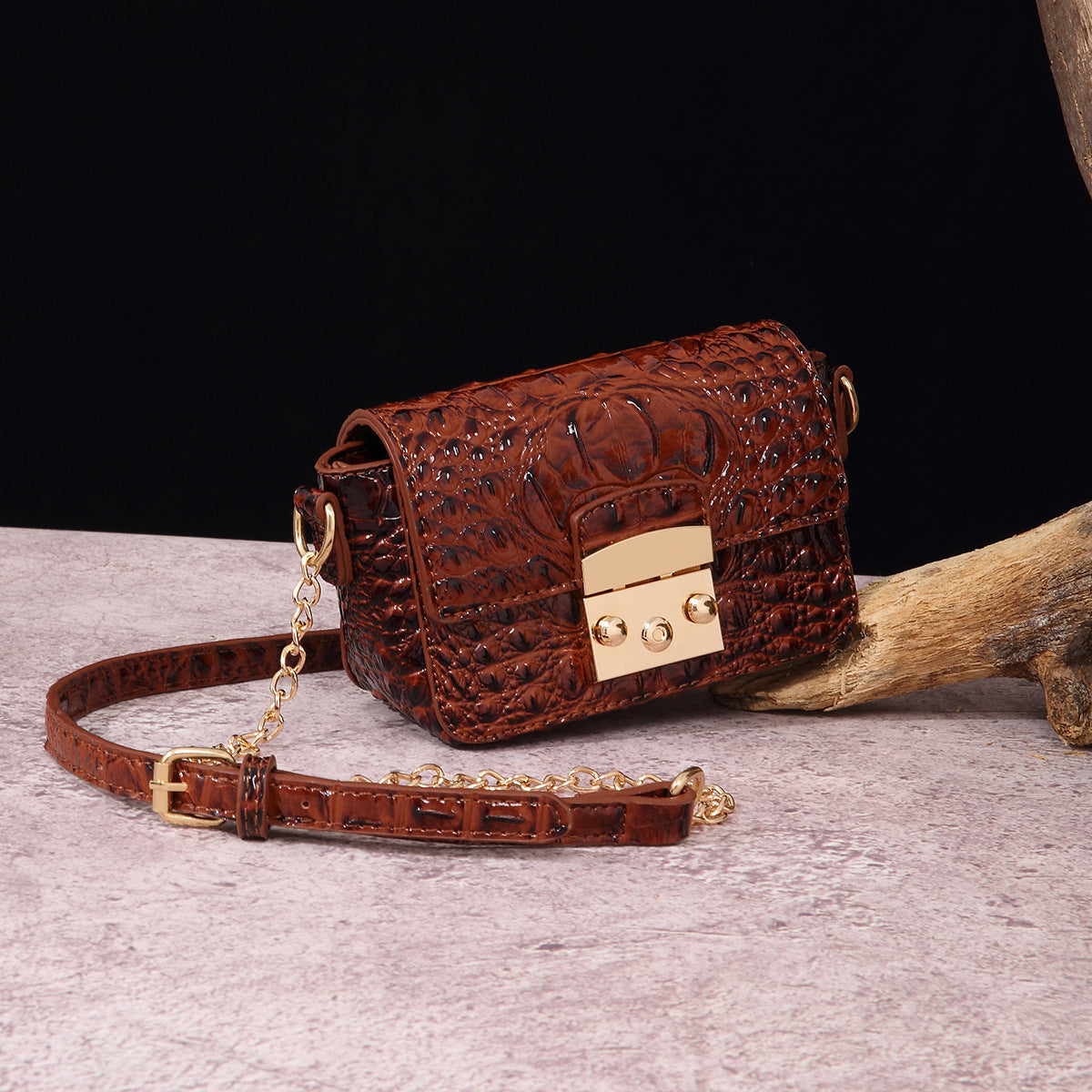 VAKKV Popular, 2025 and the Middle East for New independent station crossbody shoulder retro women's bag multi-colored crocodile pattern Brahman