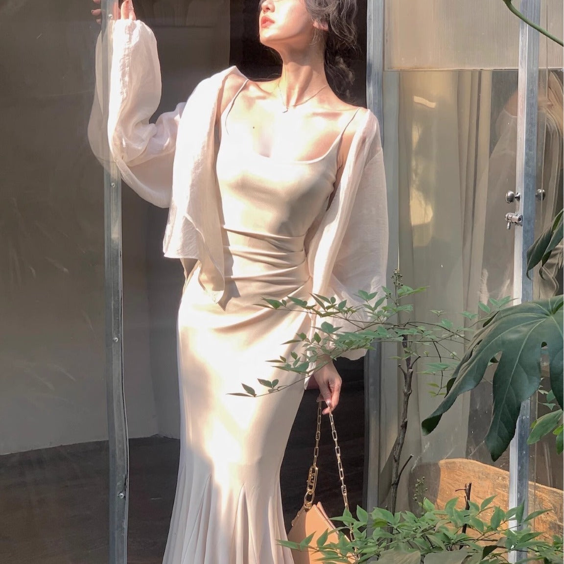 VAKKV 2025 PB242 early spring new knitted suspender dress popular female fishtail dress sexy niche skirt