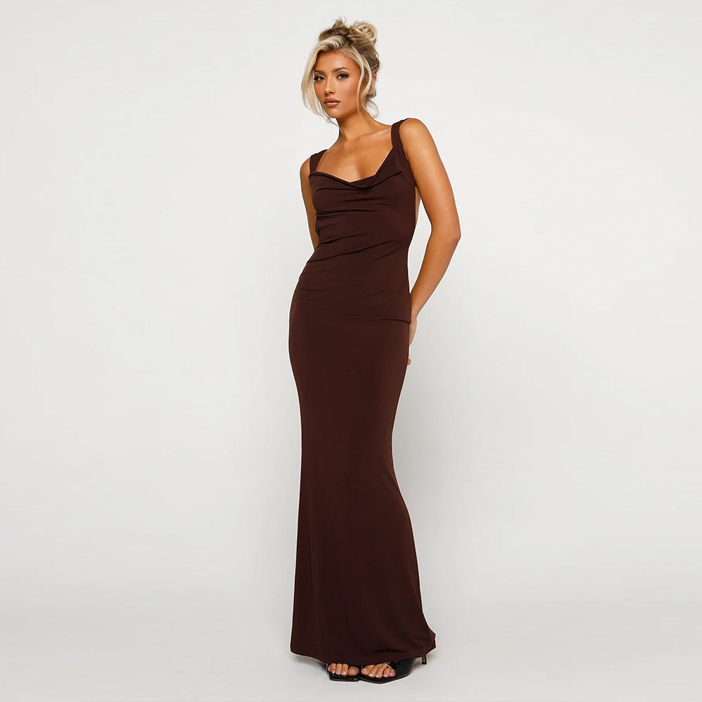 2025 Popular trade New popular new suspender dress sexy fashion sleeveless backless slim dress