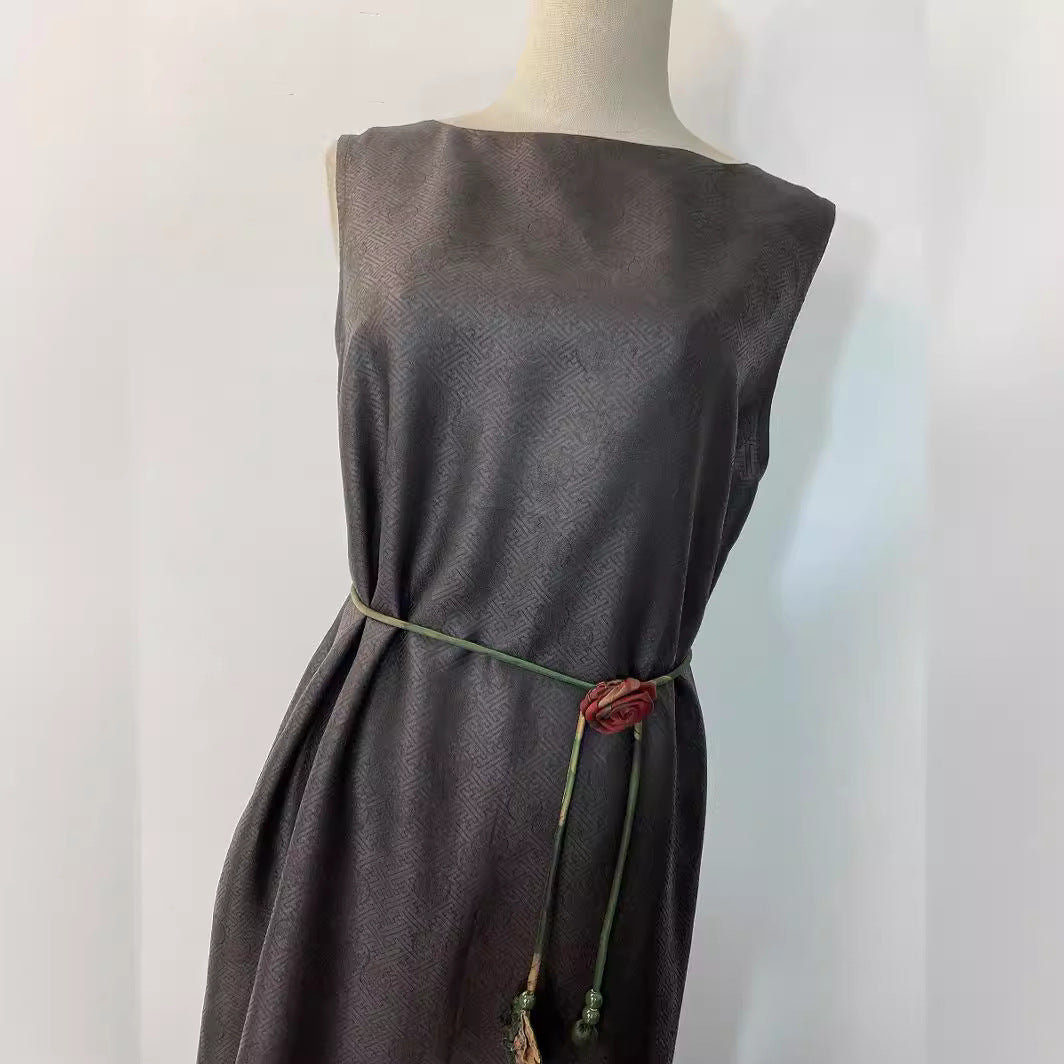 Shunde Xiangyun Sha One Shoulder Sleeveless Dress for Women's Spring/Summer New Product Commuting Style Evening Split Dress