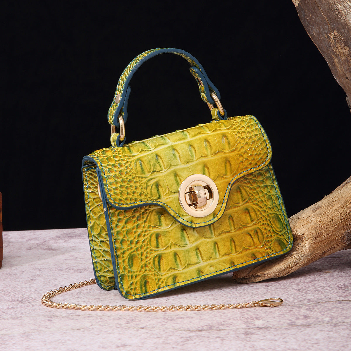 VAKKV 2025 New independent station portable messenger wallet mother and child retro women's bag multi-colored Brahman crocodile pattern