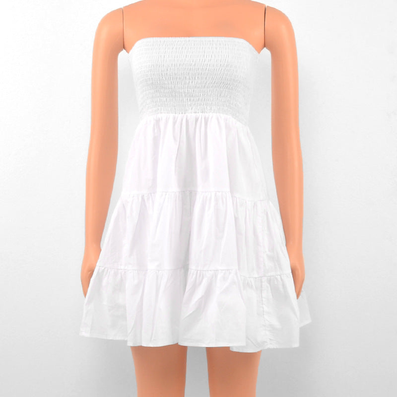 VAKKV 2025 AB114 New independent station summer new models to attract girls' temperament white youth chest-wrapped dress women