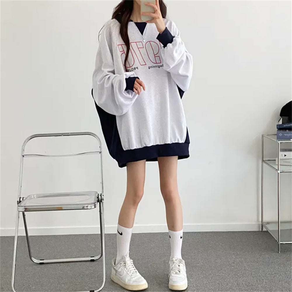 VAKKV Manufacturer 3 colors, loose niche lazy autumn casual lapel 2025n trendy sweater women's velvet contrasting color couple hundred