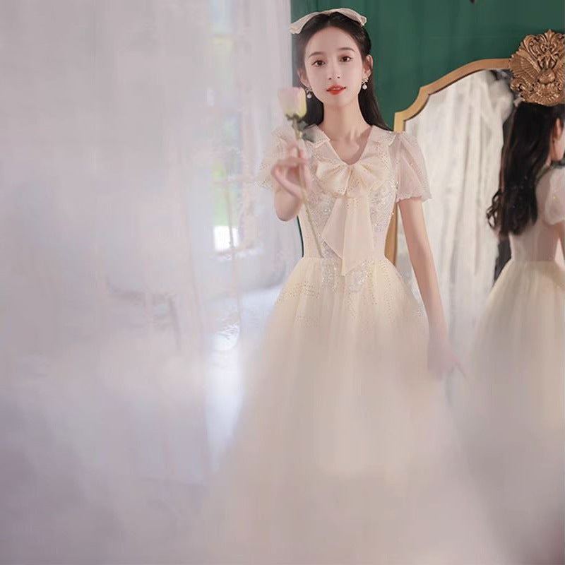 VAKKV Banquet Evening Dress Female 18-Year-Old Adult High-End Temperament Art Exam Music Student Senior Sense Graduation Host Dress