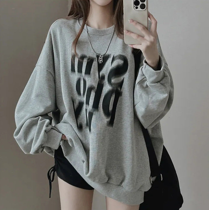 VAKKV Manufacturer's velvet heavy round neck thin gray plus size long-sleeved top and sweater women's new models in autumn and winter popular