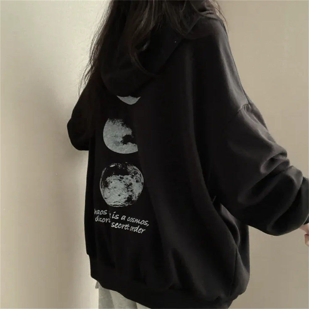 VAKKV Manufacturer popular new velvet oversize small Japanese Korean version hooded sweater women's autumn and winter public tide brand printing
