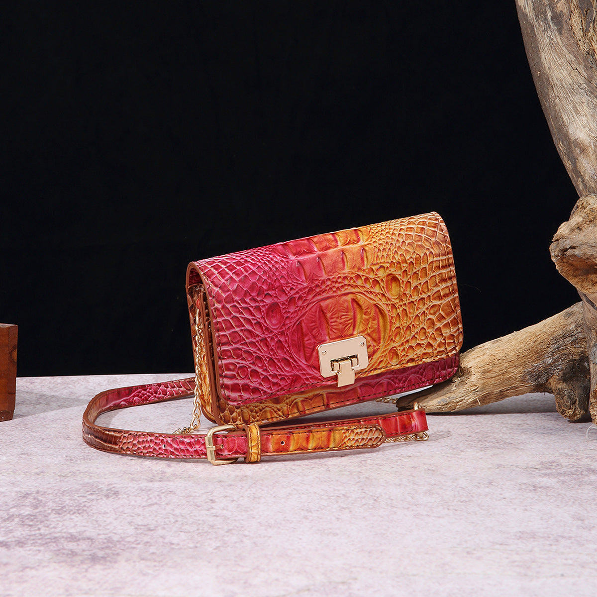 VAKKV Popular, 2025, New Middle East for New Crossbody One Shoulder Retro Women's Bag Multi-colored Crocodile Pattern Brahman