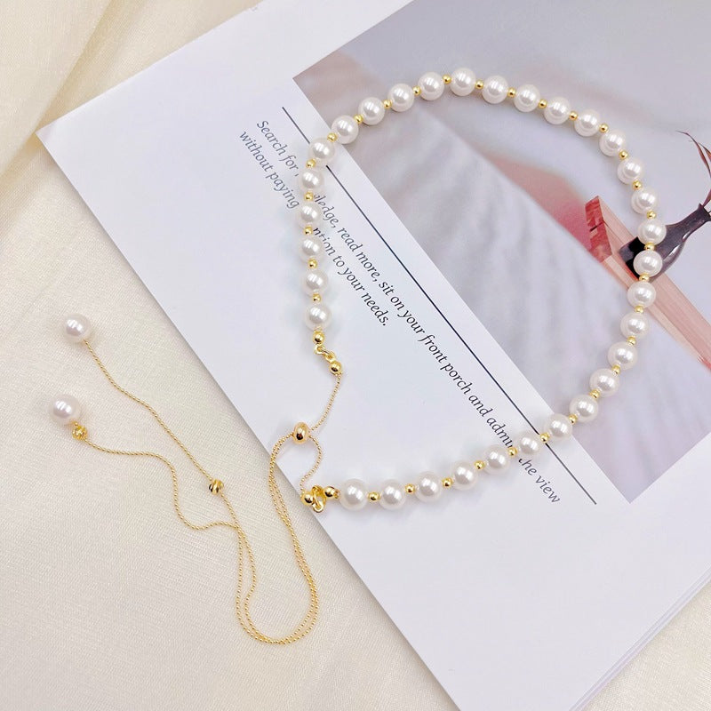 Pearl Necklace Summer Women's High-Grade Accessories New Internet Influencer Long Adjustable Light Luxury Minority Clavicle Chain