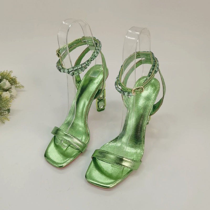 Foreign Trade Cross-Border plus Size Sandals for Women Summer New Fashion HOTan and NEWn Style Outer Wear Stiletto Heel Genuine Leather Sandals High Heel