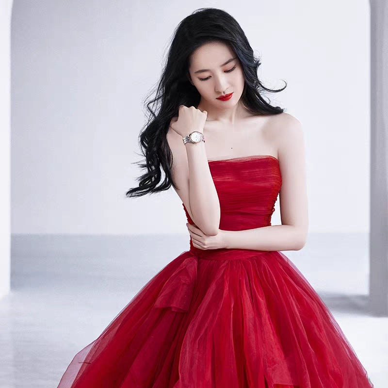 VAKKV Wedding Bride New High-End Affordable Luxury Liu Yifei Star Same Style Host Evening Dress Trip Shoot Dress