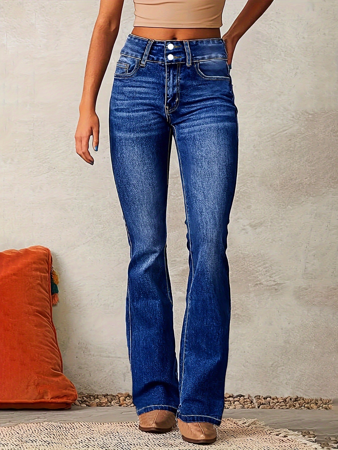VAKKV 2025 cross-border retro elastic jeans women's clothing 2025 spring new washed street micro-pull trousers
