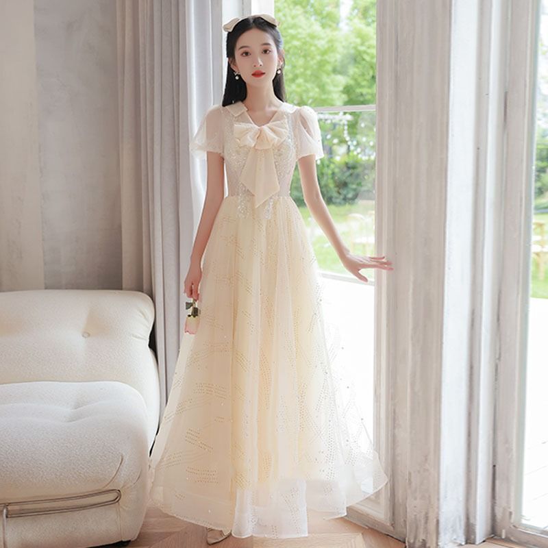 VAKKV Banquet Evening Dress Female 18-Year-Old Adult High-End Temperament Art Exam Music Student Senior Sense Graduation Host Dress