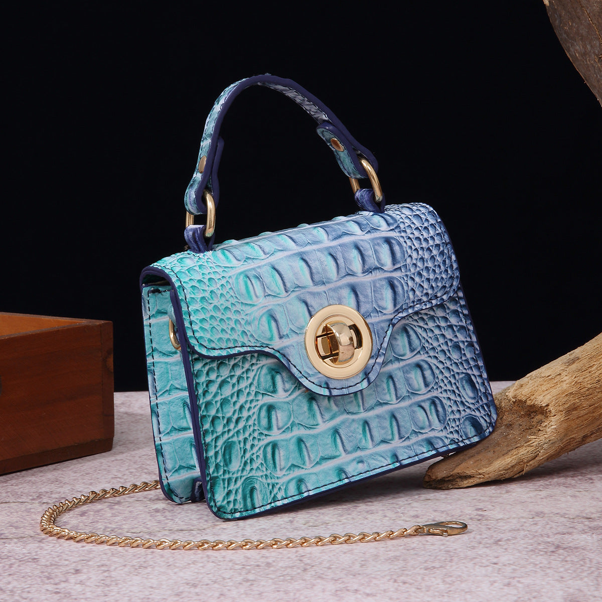 VAKKV 2025 New independent station portable messenger wallet mother and child retro women's bag multi-colored Brahman crocodile pattern