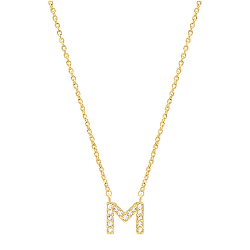 vakkv Hot Selling Fashion All-Match S925 Silver 26 English Letters Pendant Necklace for Women Inlaid Zircon Special-Interest Design