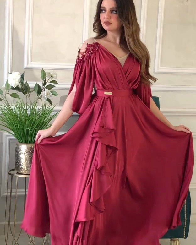 VSKKV Spring and Summer Cross-Border Foreign Trade Women's Independent Station EBay Sexy Lace Large Swing Ball Gown Dress New