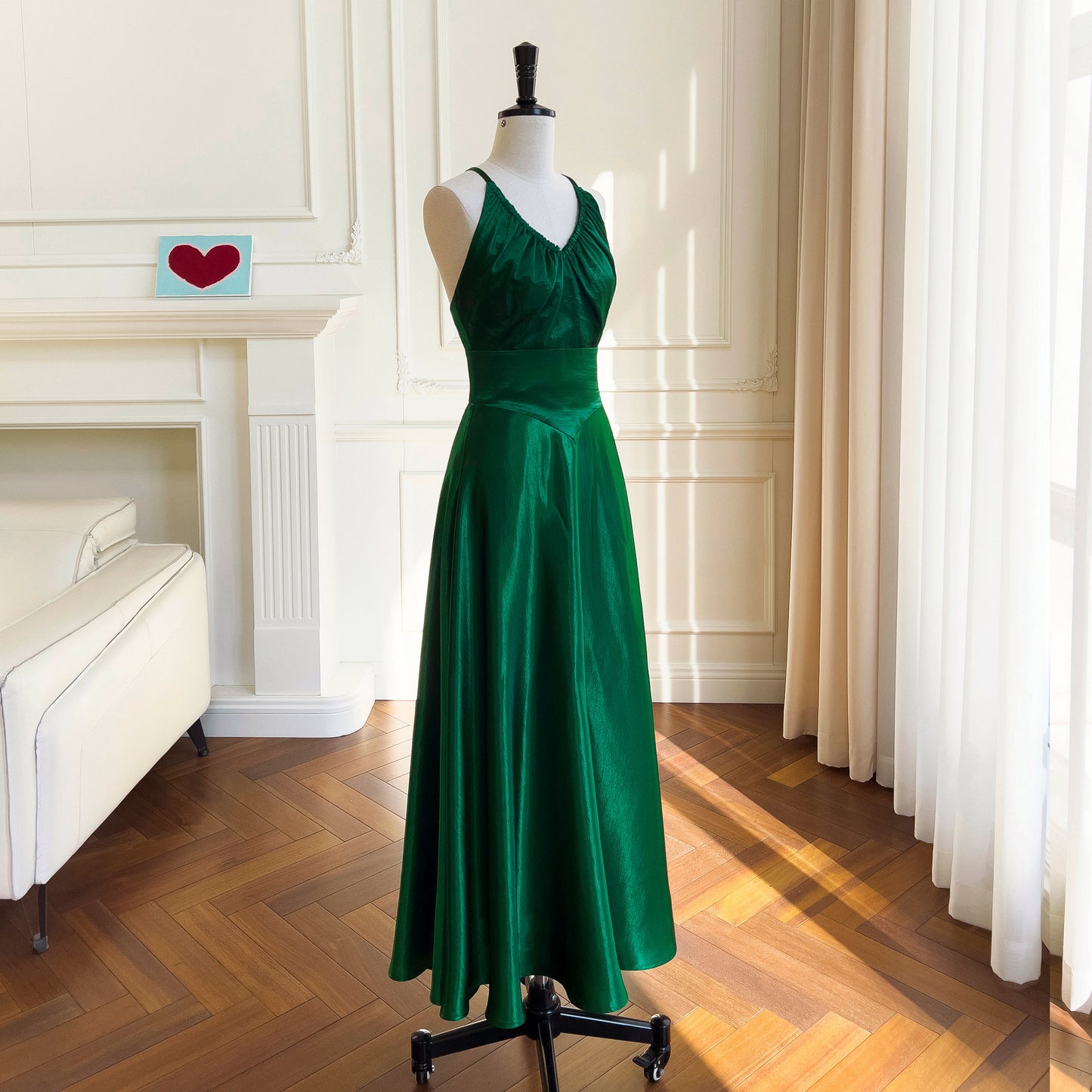 VAKKV Summer New Sexy Backless Halter Grandma Green Graceful and Fashionable White Evening Dress Dress 67842