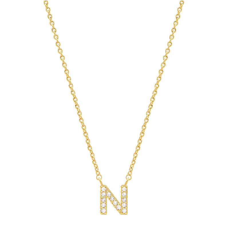 vakkv Hot Selling Fashion All-Match S925 Silver 26 English Letters Pendant Necklace for Women Inlaid Zircon Special-Interest Design