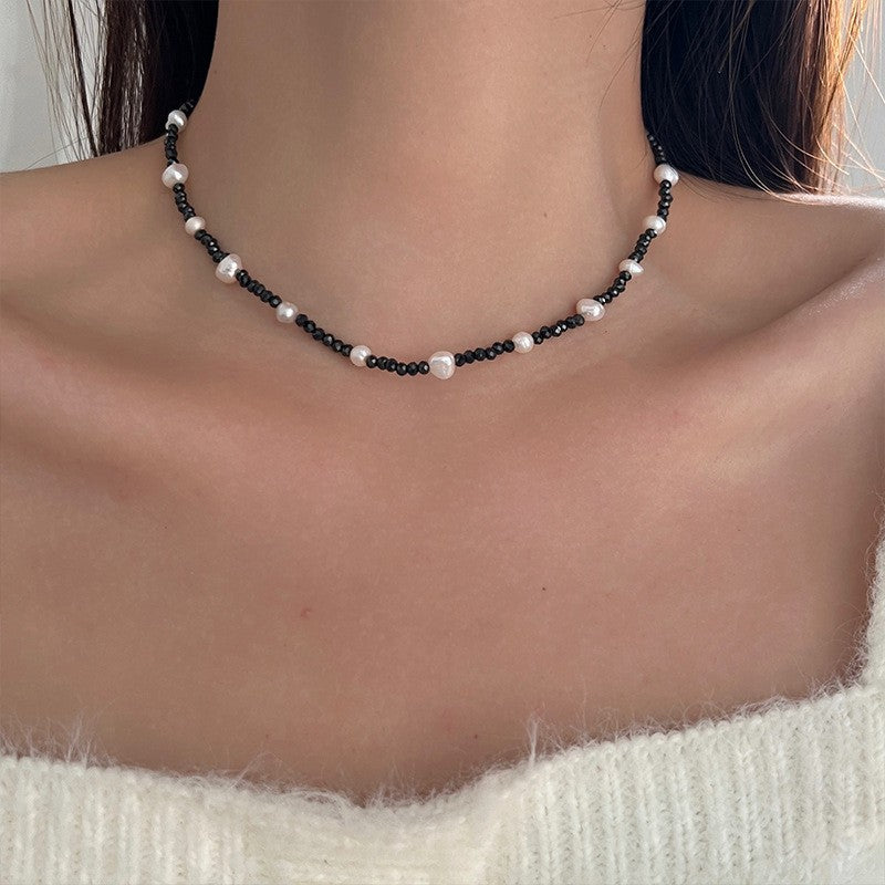 Ni Ni Same Style Pearl Necklace for Women Light Luxury Temperament High-Grade Clavicle Chain New Popular Niche Necklace