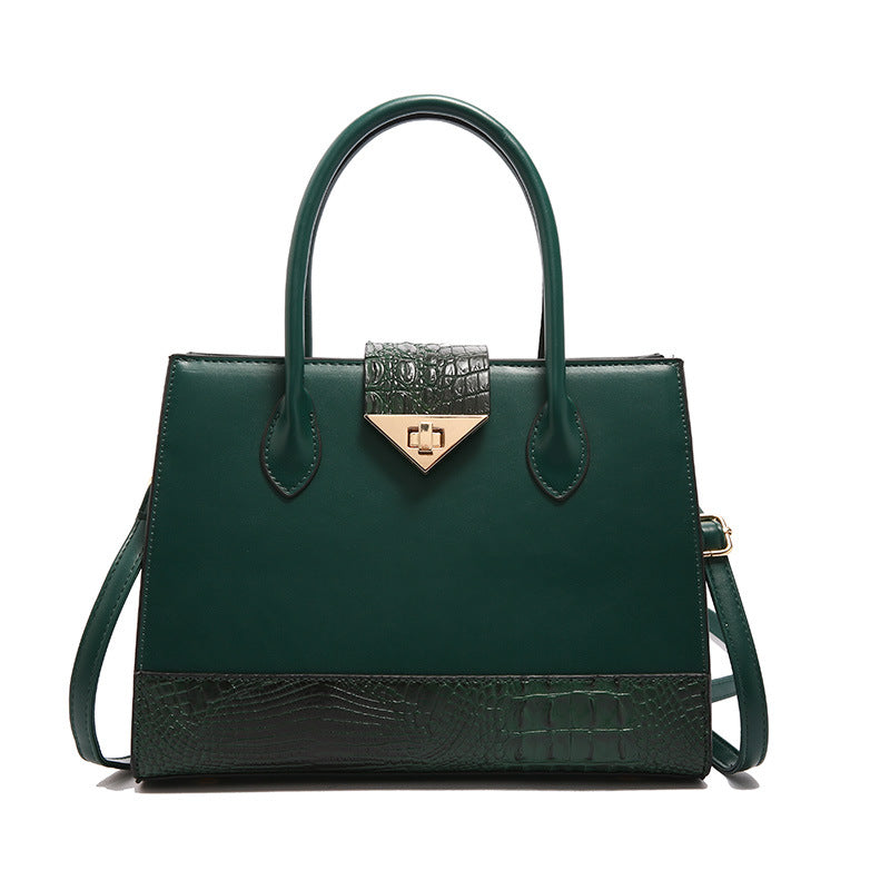 VAKKV 2025 Cross-border women's bag popular new fashion crocodile pattern splicing handbag texture large capacity single shoulder oblique span tote bag
