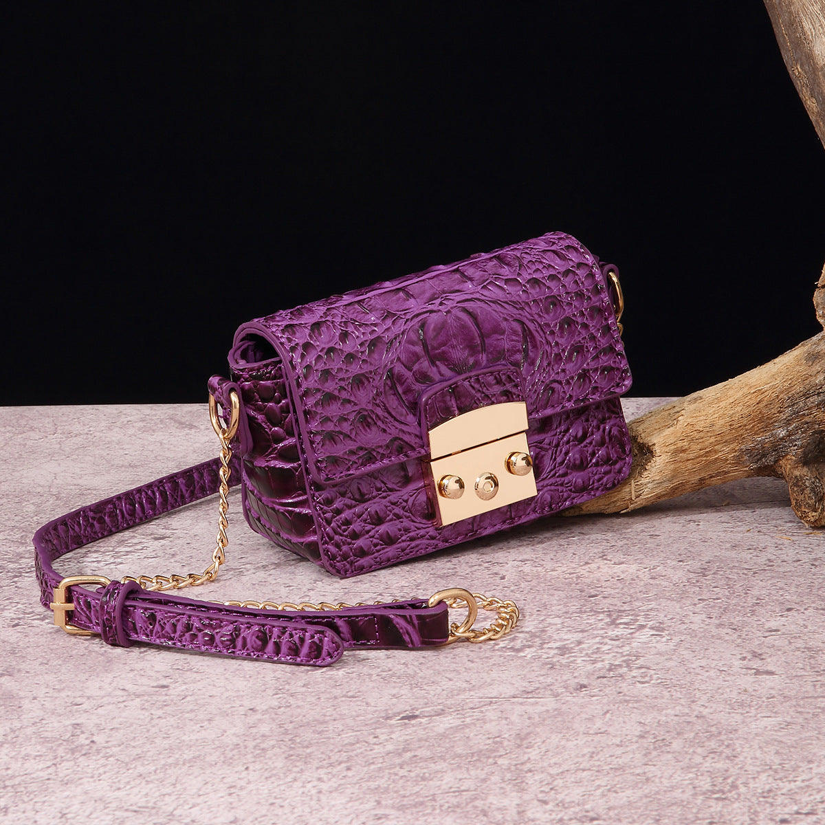 VAKKV Popular, 2025 and the Middle East for New independent station crossbody shoulder retro women's bag multi-colored crocodile pattern Brahman