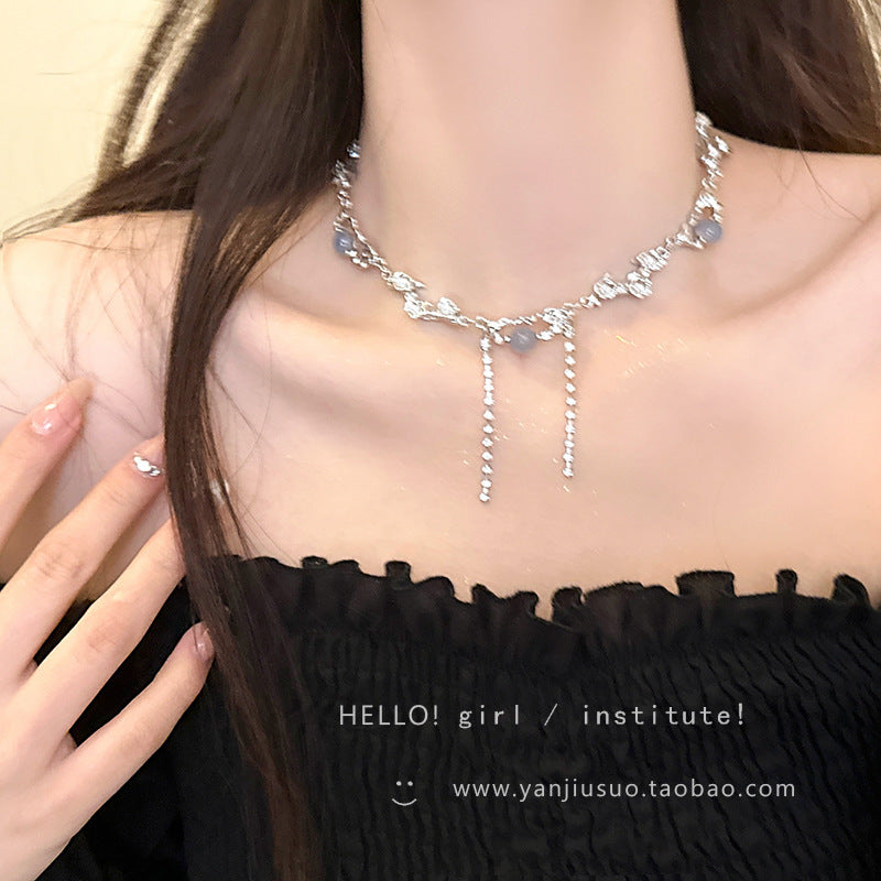 Butterfly Tassel Necklace for Women South Korea Light Luxury High-Grade Clavicle Chain New Popular Minority All-Match Ornament