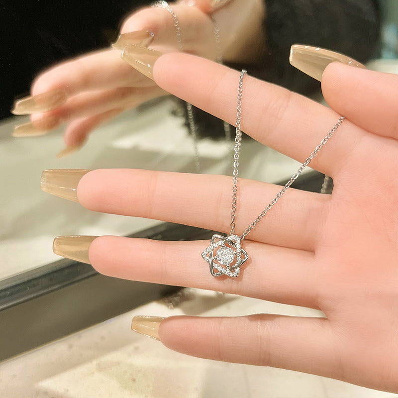 vakkv Summer Cube Sugar Necklace Princess Light Luxury Titanium Steel No Fading Clavicle Chain All-Match Necklace Ornament Wholesale