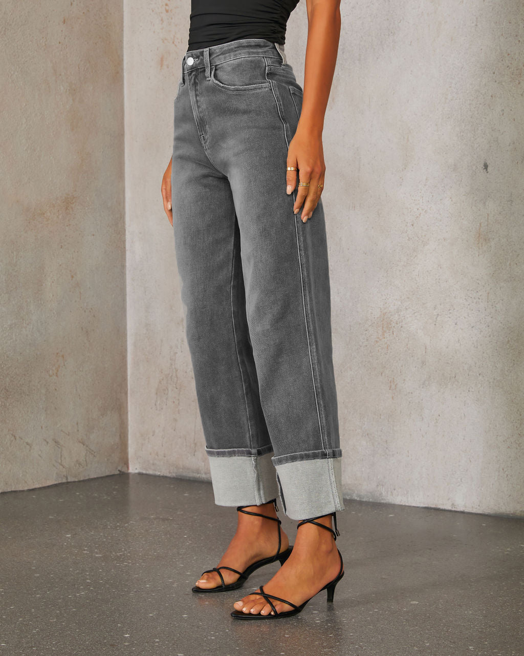 VAKKV cross-border 2025 spring new stretch straight jeans women's quality retro curled high-waisted trousers