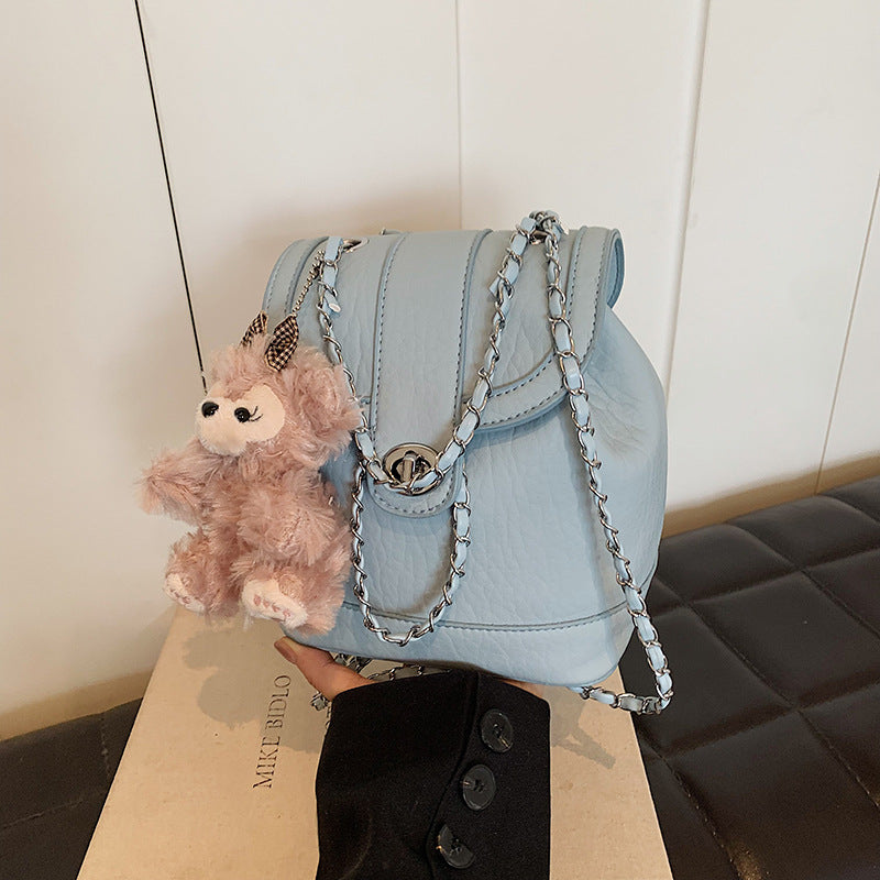 VAKKV 2025 Chain backpack women's fashion niche design popular new street trend Korean version of leisure bucket travel backpack