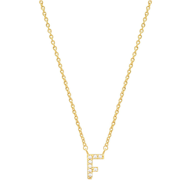 vakkv Hot Selling Fashion All-Match S925 Silver 26 English Letters Pendant Necklace for Women Inlaid Zircon Special-Interest Design