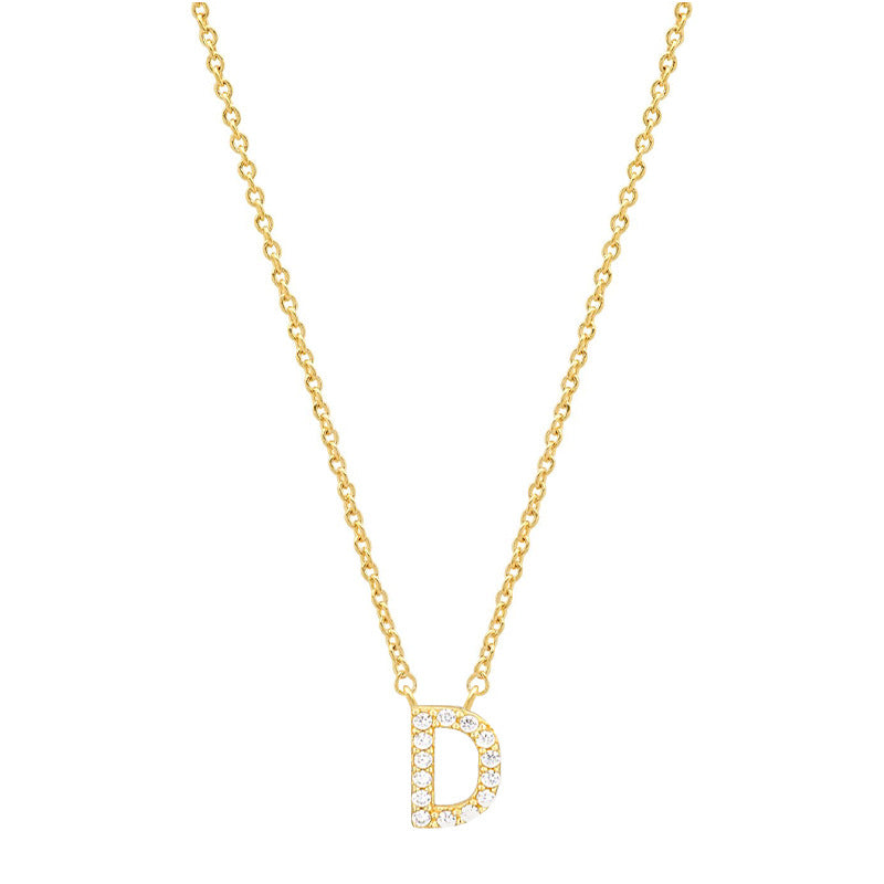 vakkv Hot Selling Fashion All-Match S925 Silver 26 English Letters Pendant Necklace for Women Inlaid Zircon Special-Interest Design